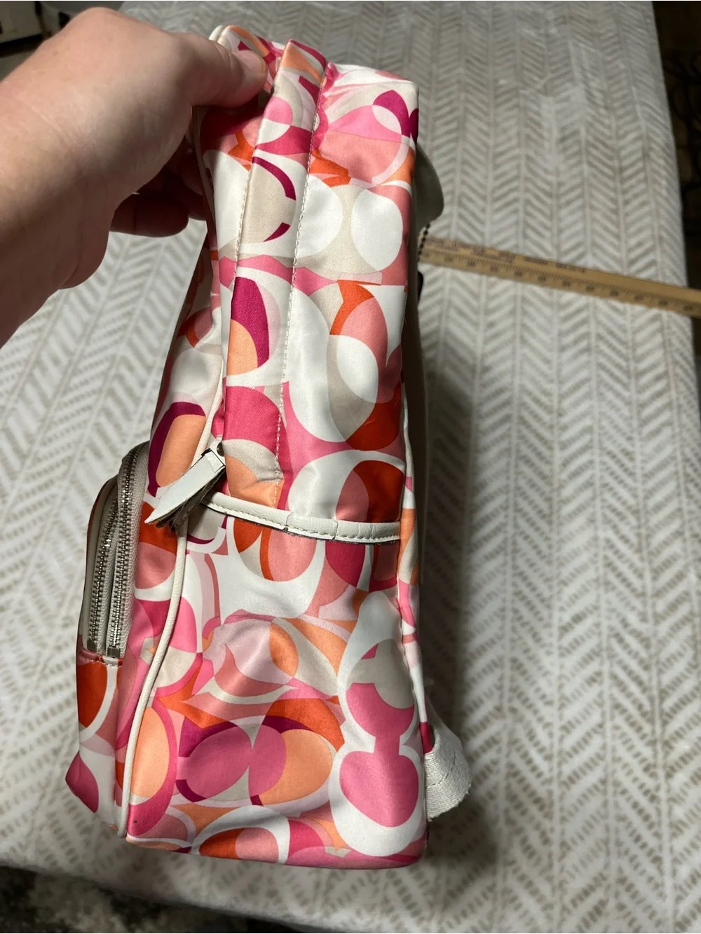 Coach Pink Multi Signature Circle Print Backpack